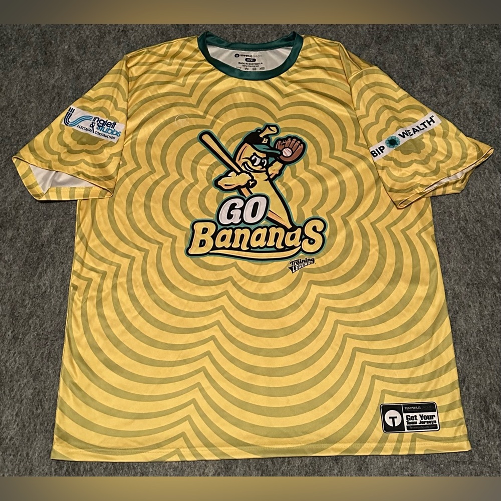 Men’s Savannah Go Bananas Yellow Baseball Jersey Performance Shirt - 2XL